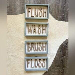 HOBBY LOBBY | Set of Four Bathroom Wall Signs - FLUSH WASH BRUSH FLOSS